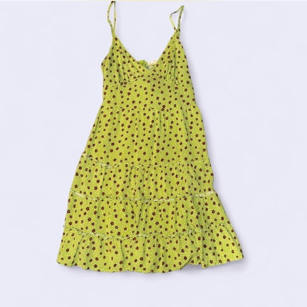 La Hearts Bright Green Floral Mini Dress